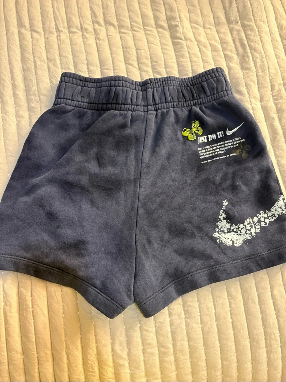 Nike Kids Navy Blue Graphic Fleece Shorts with Moth Accents